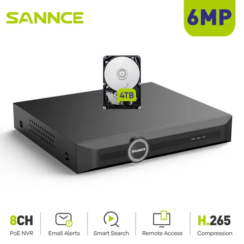 SANNCE 6MP 8CH 8MP POE NVR  Home Video Recorder for  Security Camera System CCTV