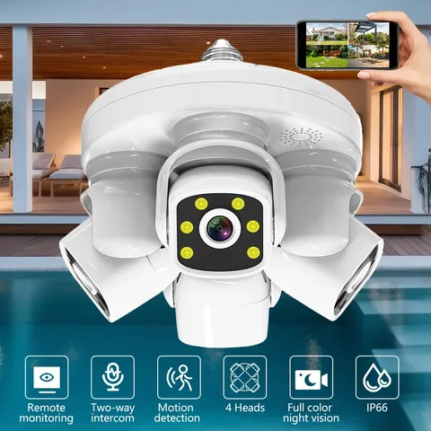 4 Lens WiFi Security Camera IP CCTV PTZ Color Night Vision 10x Zoom 12MP USA
