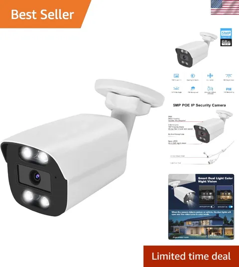 Advanced 5MP Security Camera with Dual Light Night Vision & Human Detection