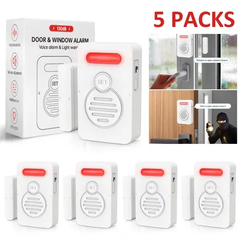 Refrigerator Alarm Wireless Doorbell Sensor 3-Level Volume Voice Window Alert ×5