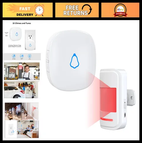 Wireless Motion Sensor Door Chime Alarm - Indoor PIR Entry Alert for Home, Store