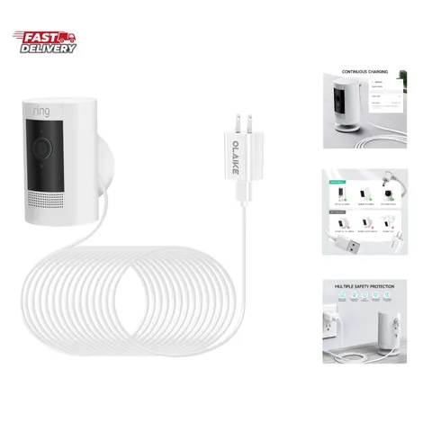8m/26ft Indoor/Outdoor Power Adapter for Ring Stick Up Cam Battery 3rd Gen/2n...