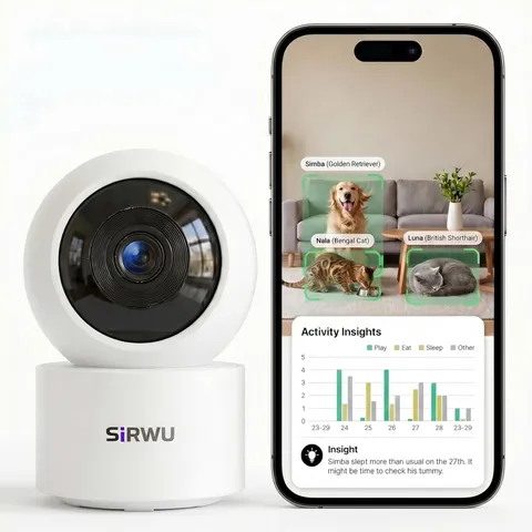 AI Pet Camera Indoor, Multi-Pet Recognition for up to 6 Pets, 2K 3MP Dog & Cat C
