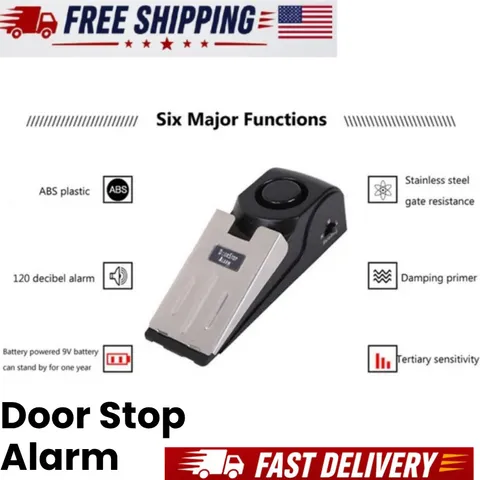 Door Stop Alarm  120dB Security Stopper Wedge for Travel Hotel Home Safety