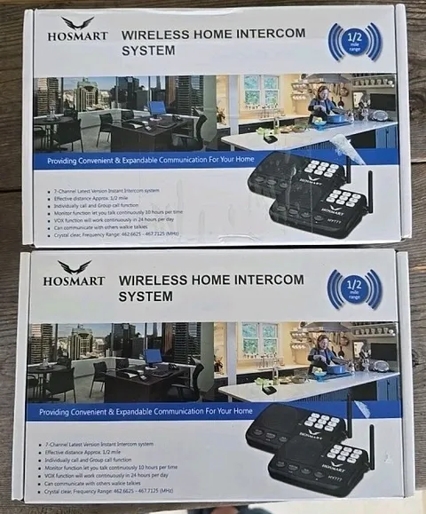 2x Hosmart HY777 Wireless Intercom System with 1/2 Mile Long Range 7-Channel 