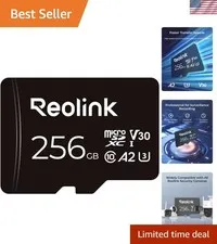 256GB microSDXC Memory Card - 100MB/s High-Speed for 4K Security Cameras