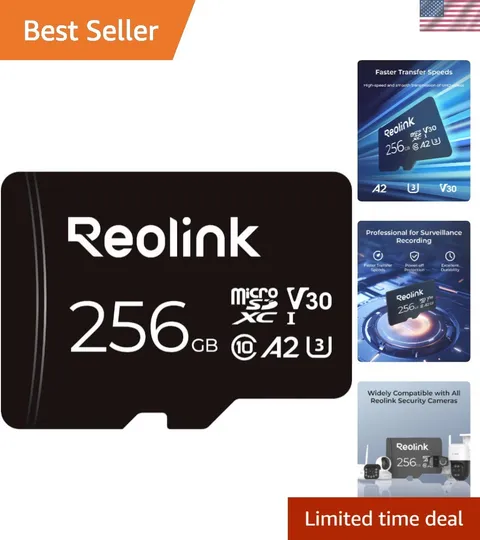 256GB microSDXC Memory Card - 100MB/s High-Speed for 4K Security Cameras