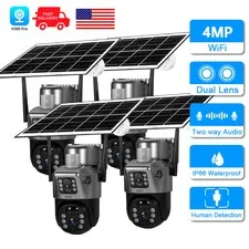 Solar Battery Powered Wireless WiFi Outdoor Pan/Tilt Home Security Camera System