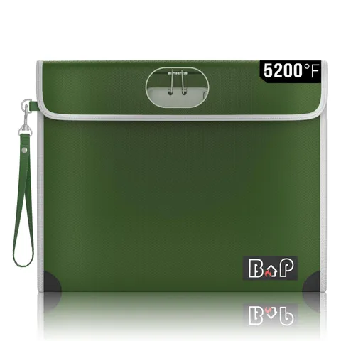 13.9x10.6 Inch Fireproof Document Bag With Lock 4200F Waterproof Cash Pouch