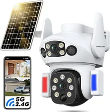 Solar Camera Outdoor Wireless, Dual Lens Security Camera for Home & Farm, Light