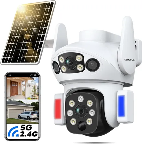 Solar Camera Outdoor Wireless, Dual Lens Security Camera for Home & Farm, Light