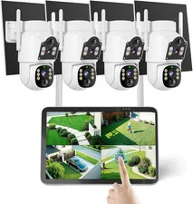 Solar Security Cameras Wireless Outdoor, Auto Tracking Dual-Lens Wireless Camera