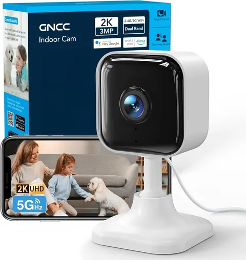 GNCC 2K Indoor Security Camera for Home, Pet Camera 2.4g/5g WiFi, Mini Dog Cam w