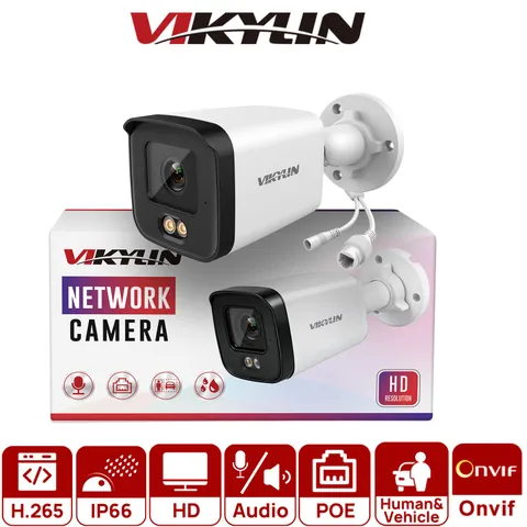 Vikylin 5MP Security PoE IP Camera 24/7 Full Protection Night Vision Outdoor AI