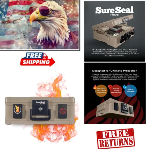 Secure 1 Hour Fire Rated & 100 Hour Waterproof Home Safe - Portable & Lockable