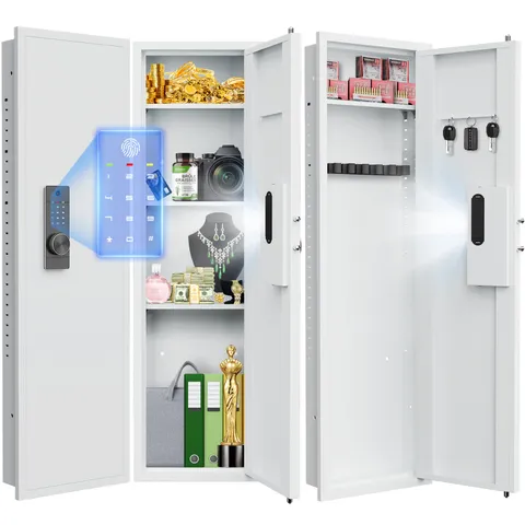 53 Inch Biometric Hidden In-Wall Safe Between Studs Long Rifle Storage