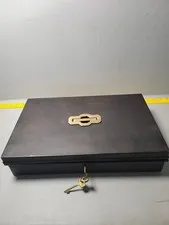 Metal Document Box Locking Cash Box w/key,  16" x 10" x 3.5", Used