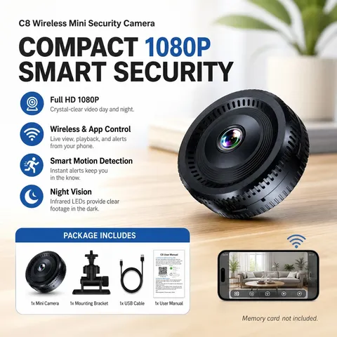 Mini Wireless WiFi Camera Smart Indoor Home Security Monitor Compatible With App