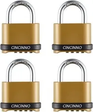Heavy Duty Weatherproof Combination Lock, 4-Pack Outdoor Combo Lock,Resettabl...