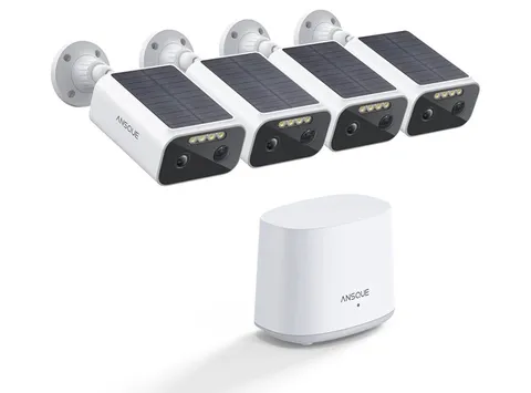 ANSQUE Solar Security Cameras Wireless Outdoor 4-Cam-Kit 2K Home Security Camera