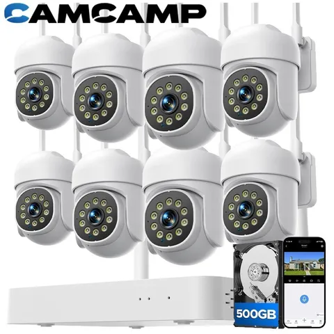 WiFi 2MP IP Security Camera System 24/7 Record 360° PTZ CCTV 10CH 4K NVR 500GB