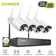 SANNCE 16CH 4K NVR Wireless 3MP Two Way Audio Home Security IP Camera System 1TB