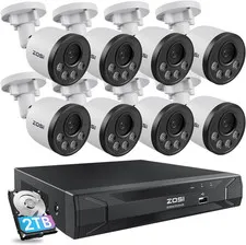 5MP 8CH Poe Security Camera System with Audio,H.265+ 5MP 8 Channel NVR with 2TB