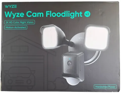 Wyze Cam Floodlight V2 Motion Activated Smart Home Security Black Wired - NEW!