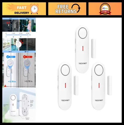 3 Pack Door & Window Alarms for Kids Safety, Wireless Home Security Alarm & Chim