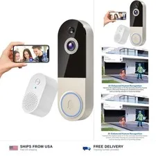 1080p Wireless Doorbell Camera with Receiver, AI Human Detection, 2-Way Audio...