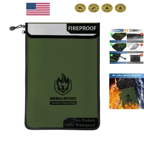 Large Capacity 15"x11" Fireproof Document Bag – Waterproof Protection & Storage