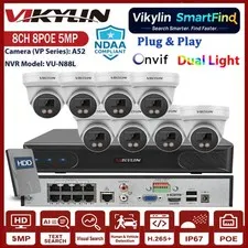 Vikylin Smartfind 8CH 8POE 5MP Full Color Dual Light Security Camera Systems Lot