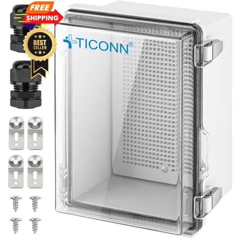 TICONN Outdoor Electrical Box Waterproof, 8.7"x6.7"x4.3", Transparent Cover