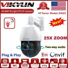 Vikylin 4K 8MP 25X Zoom PoE Security Camera PTZ Auto Tracking Outdoor 2Way Audio