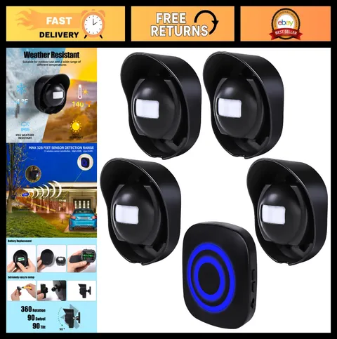 Wireless Driveway Alarm System - 328ft Range, Weatherproof Motion Sensor, 1 Rece