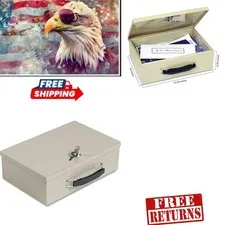 MMF Fireproof Steel Security Chest | Compact 12.25" x 8" | Key Lock Protection