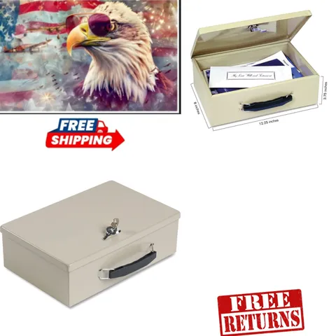 MMF Fireproof Steel Security Chest | Compact 12.25" x 8" | Key Lock Protection