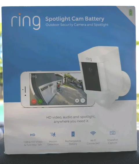 Ring Spotlight Cam Outdoor/Indoor Wireless 1080p Battery Camera White FREE SHIP!