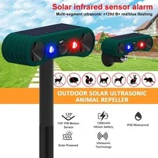 Solar Outdoor Motion Sensor Alarm-129db Loud Siren Lamp Noise Maker 4 Modes NEW