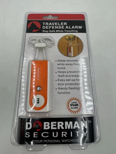 Doberman Security Portable Door Alarm w/ Flashlight Traveler Defense New Sealed