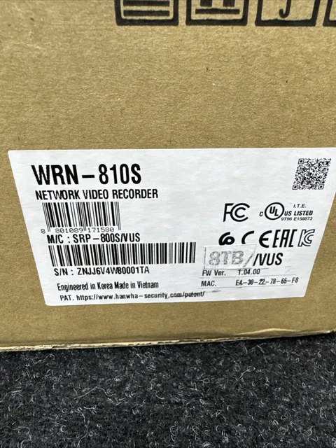 Hanwha WRN-810S 8TB 8-Ch WAVE NVR w/ 8-Port PoE+ New Sealed