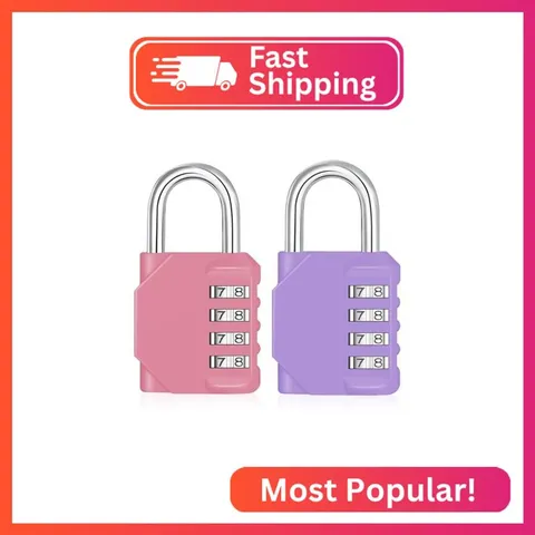 ZHEGE Gym Locker Lock 2 Pack, Resettable 4 Digit Combo Lock (Pink & Purple)