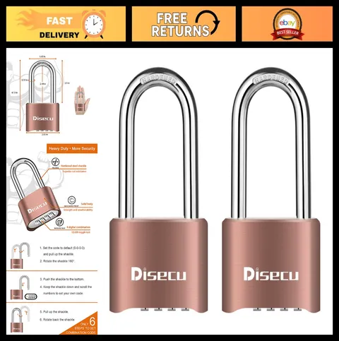 2 Pack Heavy Duty 4 Digit Combination Lock - Waterproof Padlock for Gym, Locker,