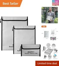 3-Pack Fireproof Waterproof Money & Document Bags, 2000Â°F Rated