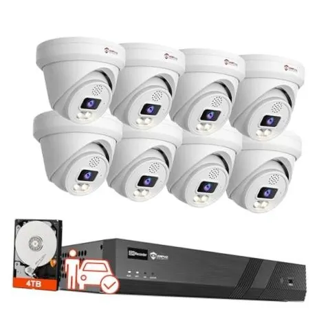 Two-Way Audio,  16CH PoE Security Camera System, AI Human Vehicle Detection,