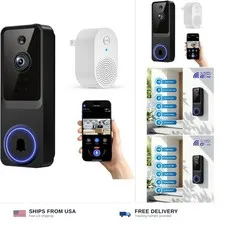 1080P Wireless Home Security Doorbell Camera with Receiver, AI Human Detectio...