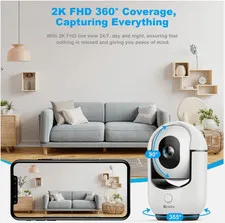 CLOARKS 2K Pan Tilt WiFi Indoor Security Camera, AI Motion Detection, Color
