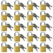 20 Pcs 25mm Solid Brass Mini Padlock Set Pad Locks w/ 2 Keys for Locker Luggage