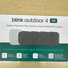 Blink Outdoor 4 XR 4-Cam Kit w/ Sync Module XR, Wireless Wi-Fi Alexa, 1080p