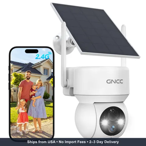 GNCC Solar Security Cameras Wireless Outdoor 2.4G WiFi, SD/Cloud Storage | Solar